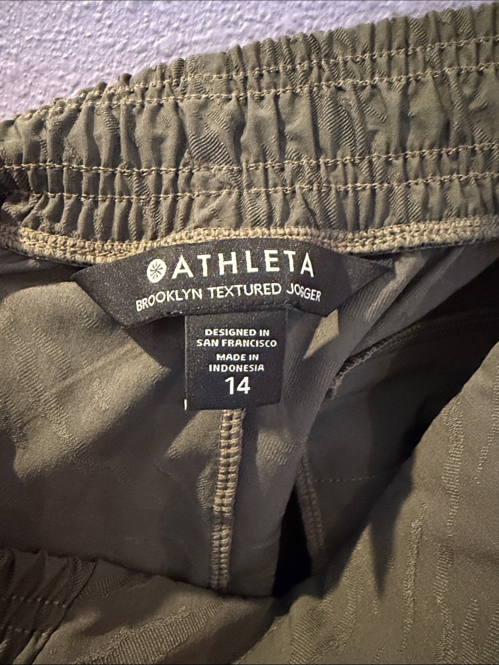 Athleta Olive Brooklyn Textured Jogger Performance Pant Size 14 - Picture 2 of 4